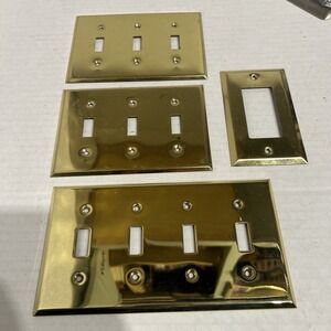 Brass Polished Metal Light Switch Cover‎ Lot Of 4 J6